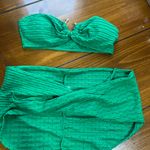 SheIn Green Strapless Bikini Set with Top and tie Bottoms. Size medium Photo 2