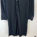 H&M  Black Midi Shirt Dress Button Front Collar Longline Small Photo 3