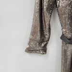 Little Mistress  Womens Sequin Dress 6 Gold Metallic Belt V Neck 3/4 Sleeve Maxi Photo 9