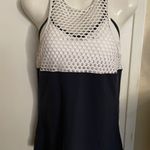 Lorna Jane Womens Size M Navy Blue / White 2 in 1 bra and top Photo 6