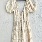 Krewe Du Q Puff Sleeve Floral Print Tiered Samos Mini Dress Honey Womens Size XS Photo 2