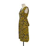 Max Mara S'  Pepsi Printed Dress in Ocher Color Yellow‎ Blue Size Small Photo 3