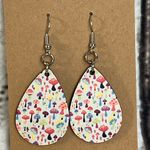 Mushrooms, Multicolored, Teardrop Dangle Pierced Earrings Photo 0