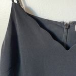 H & M black scalloped trim skater midi dress with adjustable strap sz small Photo 2