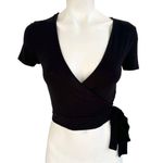 Forever 21 🆕Black Short Sleeve Wrap Crop Top Photo 0