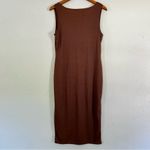 Boohoo π¦ Brown Square Neck Ribbed Midi Dress Size 12 Photo 4