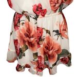 Show Me Your Mumu  Riri Floral Ruffle V Neck Romper Ivory Pink Coral Size Small Photo 3