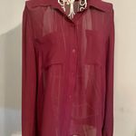 Naked Zebra Eggplant Open Back Button Up Top Photo 0