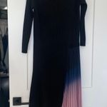 Dalia Collection Dalia MacPhee Black Pullover Midi Ribbed Sweater Dress Pleated Ombre Size 2X Photo 2