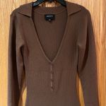 Bardot  x Revolve Collar Ribbed‎ Jersey Knit Dress in Chocolate Brown Size Small Photo 8