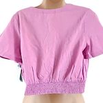Abound  Women's Crop Top Purple Violet Cap Sleeve Surplice size small Photo 4