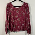 Free People Women's Pomegranate Combo Floral Elsa Open Back Blouse Size M Photo 0
