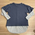 We The Free  People Skater Boy Twofer Pullover Sweatshirt Cotton Blue Size M Photo 1