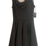 Valerie Bertinelli  Black &  White Polka Dot Cowl Neck Dress Sz 10 NWT Photo 0