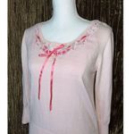 VTG Women’s Pink Lace Front Sweater Top MEDIUM Photo 0