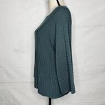Eileen Fisher  Tencel Lyocell Sweater Top M Slate Green Ribbed Long Sleeve Photo 3