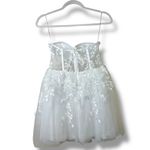 Lulus NWT Marvelously Lovely White Tulle 3D Embroidered Strapless Mini Dress Photo 7
