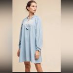Anthropologie  Ne Quittez Pas Denim Tassel Embroidered Swing Dress NEW Size M Photo 3