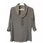 Soft Surroundings  Sweater Pull Over Size XL Casual Weekend Cowl Neck Black Tan Photo 2