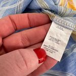 Cocomo Gauzy Floral Pintuck Popover‎ Blouse Top Blue Yellow Size Large Tropical Photo 4