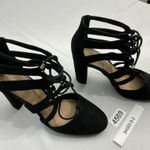 Womans Christian Siriano Ankle shoe 6.5 Black Strappy Tie Block Heel Photo 0