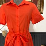 Donna Morgan Larisa Utility Button Front Tie Shirt Dress in Tigerlilly Sz 10 ๐งก๐ Photo 2