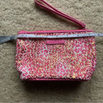 Vera Bradley  “Camocat” Wristlet - Pink & White Mesh w/ Gold Sequins - EUC Photo 2