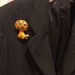 Enamel Mushroom Ladybug Brooch Vintage 1990s Orange Photo 3