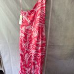 Lizard Thicket Pink and red marble  one shoulder dress Photo 1