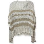 BeachLunchLounge  Striped Open Knit Sweater Size M Neutral Beige White Pullover Photo 5