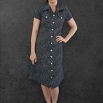 90s Vintage Byer California Womens sz 7 Black Floral Collared Button Midi Dress Size M Photo 2