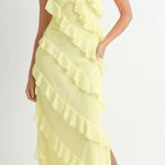 Mable‎ Yellow Ruffle Maxi Dress Sleeveless Spaghetti Strap Evening Gown Photo 0