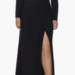 La Femme Black Long Sleeve Faux Wrap Evening Gown Size 16 Photo 0