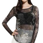 Urban Outfitters UO Silence + Noise Irezumi Dragon Sheer Long Sleeve Top Photo 0