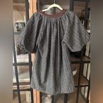 THML tweed mini dress faux leather a-line pockets short puff sleeve office Photo 2