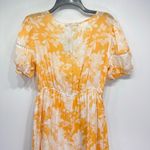 Adrienne Vittadini  Yellow & White Floral Gauzy Tiered Ruffle Skirt Dress Photo 7
