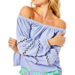 Lilly Pulitzer  KATT Top Periwinkle Purple Off Shoulder‎ Long Sleeve S NWT Photo 0