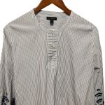 J.Crew  Embroider Stripe Blouse Tie Back Top L Cottagecore‎ Prairie Boho Feminine Photo 4