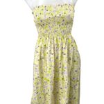 H&M  Yellow Floral Strapless Sleeveless Smocked Midi Bandeau Tube A-line Dress XS Photo 0