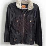 22 Twenty Two Black Corduroy Faux Fur Trim‎ Small Full Zip ASO Gilmore Girls Photo 0