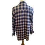 Madewell Blue& Gray Checkered Oversized Plaid Flannel Women’s Button Front Shirt Photo 2