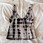 Aura Navy Blue And White Tie Dye V-Neck Tank Top Size Small/Medium Photo 1