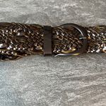 Gap Woven Braided Faux Leather Belt Women's Medium M Brown Antique Metal Buckle Photo 1