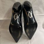 Elie Tahari  gorgeous black patent leather heals with silver detailing Photo 3