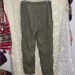 Free People  Olive Green Straight / wide Leg Pants cargo pockets linen cotton euc Photo 4