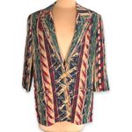 Vintage 80s Toni Garment for C.C. Magic Oversized Blazer Jacket Abstract Print Tan Size M Photo 1
