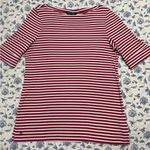 Ralph Lauren Lauren Mulberry Pink and White Striped Top Size Large 1/2 Sleeve Photo 4