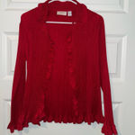 Chico's Frilly Textured Red Blouse Vintage Photo 0