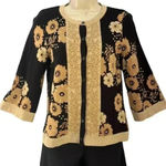 Susan Bristol  Cardigan Black Gold Shimmer Floral Small Photo 0