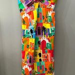 NWT Alden Adair Shoshana Dress Casablanca Print Halter Fringe Size Large Orange Photo 1